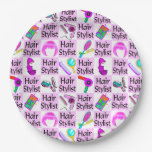 POPULAR PINK HAIR STYLIST AND BEAUTICIAN PAPER PLATES