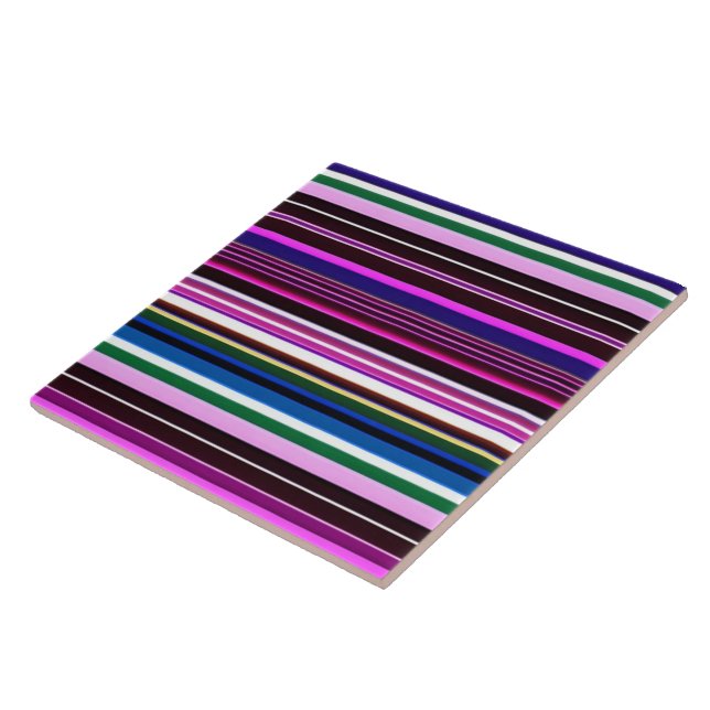 Popular Pink Purple Stripes Collection Ceramic Tile (Side)