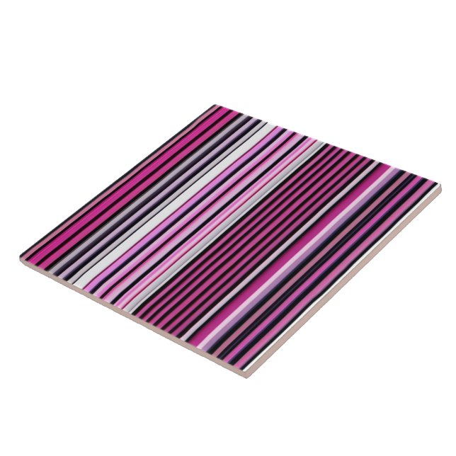 Popular Pink Stripes Collection Ceramic Tile (Side)