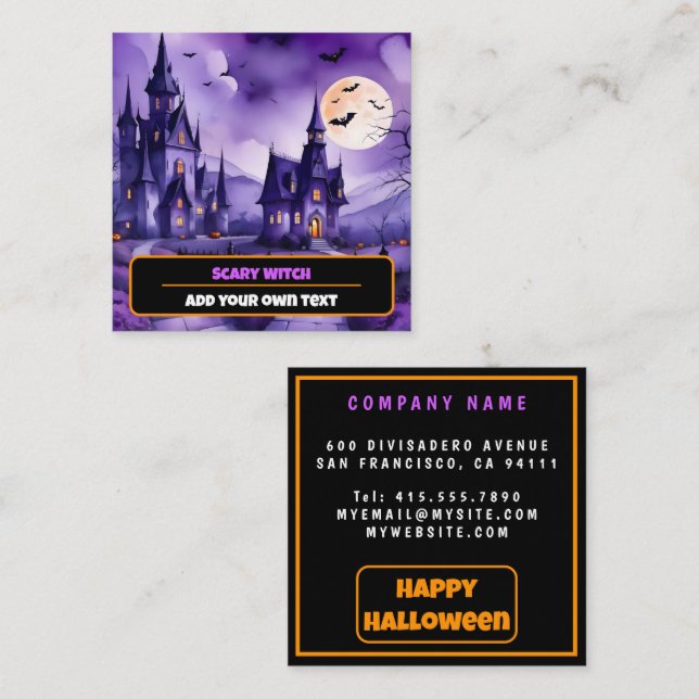 Popular Pumpkin Halloween Autumn Collection Square Business Card (Front/Back)