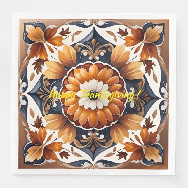 Popular Pumpkin Thanksgiving Autumn Collection Paper Dinner Napkins (Front)