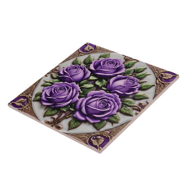 Popular Purple Roses Beautiful Collection Ceramic Tile (Side)