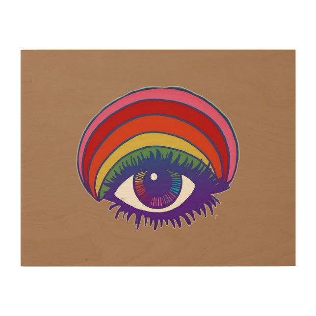 Popular Rasta Eye Illustration On Wood Wall Art (Front)