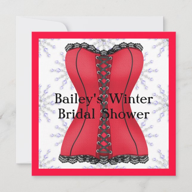 POPULAR RED & BLACK Elegant WINTER Bridal Shower I Invitation (Front)