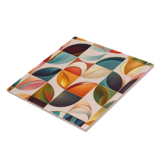 Popular Retro Abstract Squares Collection Ceramic Tile (Side)