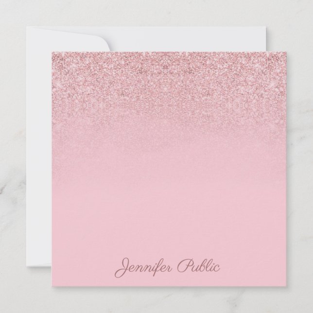 Popular Rose Gold Handwritten Script Name Elegant Note Card (Front)
