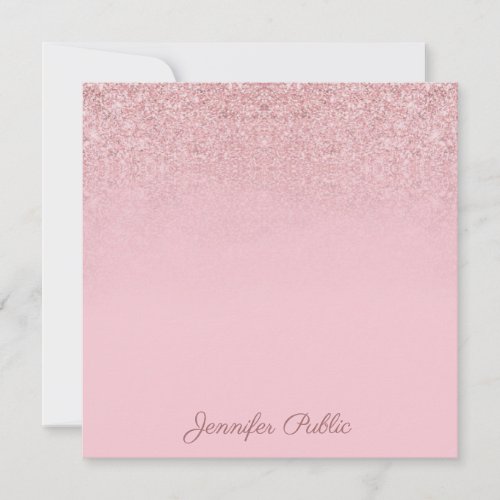 Popular Rose Gold Handwritten Script Name Elegant Note Card