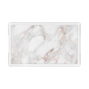 Popular Rose Gold White Marble Elegant Template Acrylic Tray