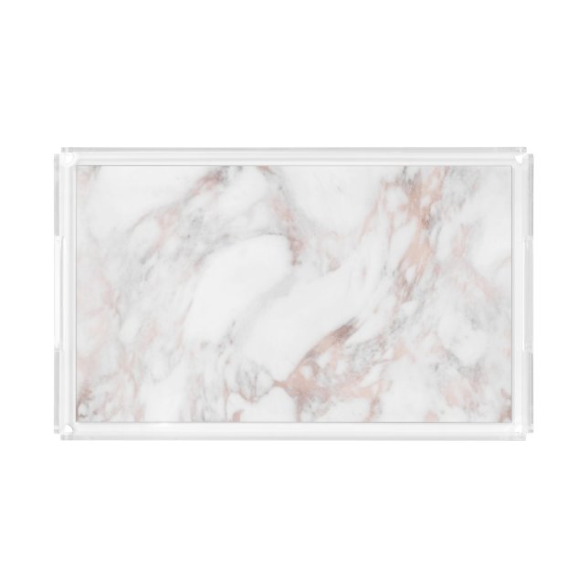 Popular Rose Gold White Marble Elegant Template Acrylic Tray (Front)