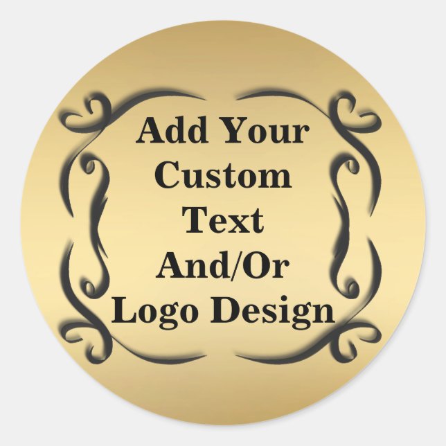 Popular Round Elegant Gold Seal Stickers (Front)