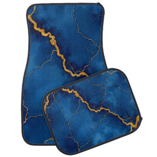 Popular Royal Blue Gold Marble Collection Car Floor Mat