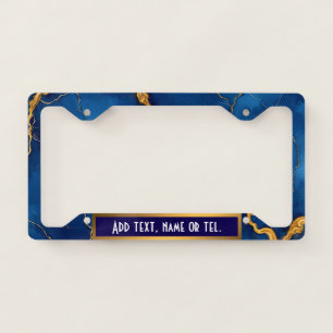 Popular Royal Blue Gold Marble Collection License Plate Frame