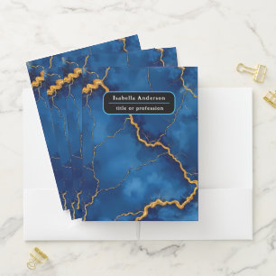 Popular Royal Blue Gold Marble Collection Pocket Folder