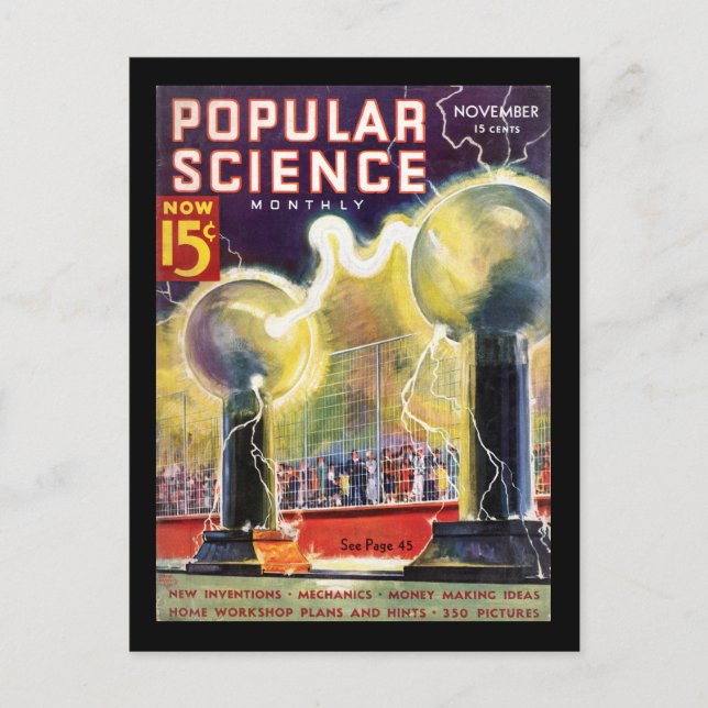 Popular Science Monthly, November 1936_Pulp Art Postcard (Front)