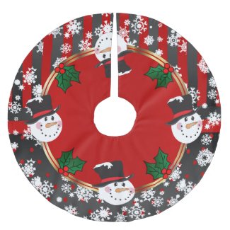 Popular Snowmen ☃ and Snowflakes ❄ Holiday Brushed Polyester Tree Skirt