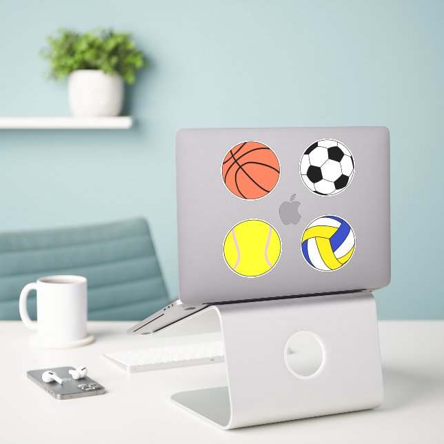 Popular sports basketball tennis soccer volleyball sticker (Laptop On Desk)