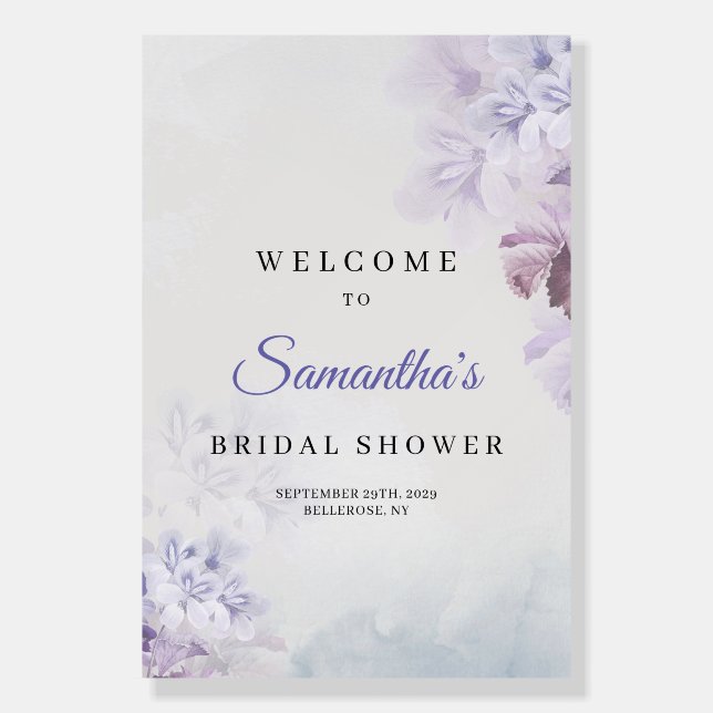 Popular spring purple violet flowers bridal shower foam board (Front)