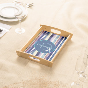 Popular Summer Navy Blue Boat Stripes Collection Serving Tray