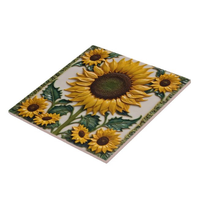 Popular Sunflowers Beautiful Collection Ceramic Tile (Side)