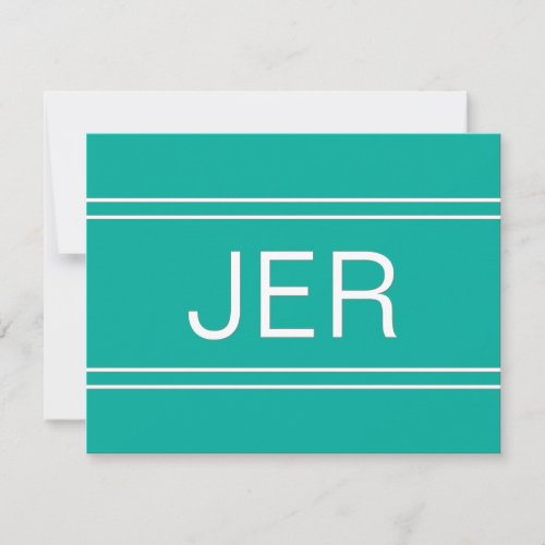 Popular Teal Personalized Monogrammed Name Initial Note Card