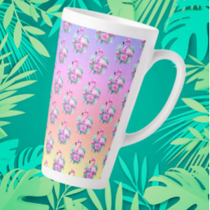 Popular Tropical Sunset Pink Flamingo Latte Mug