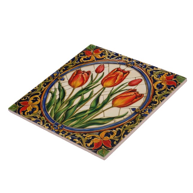 Popular Tulips Beautiful Collection Ceramic Ceramic Tile (Side)