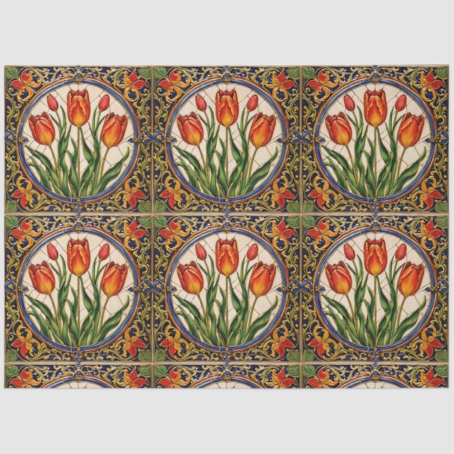 Popular Tulips Beautiful Collection Tissue Paper (Front)