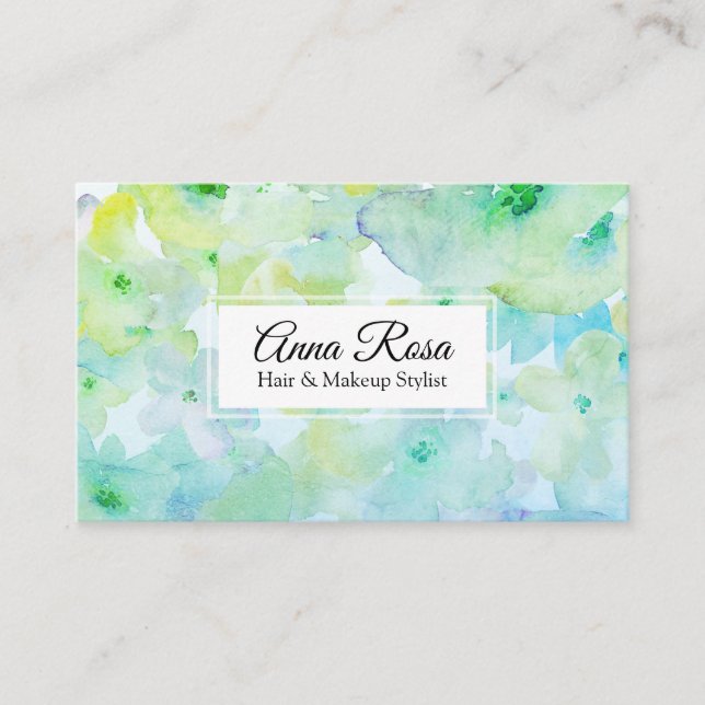 *~* Popular Turquoise Blue Green Girly Beauty Business Card (Front)