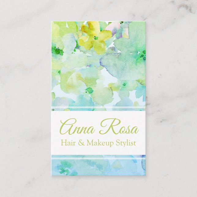*~* Popular Turquoise Blue Green Girly Beauty Business Card (Front)