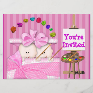 POPULAR TWINS BABY GIRL SHOWER INVITATION