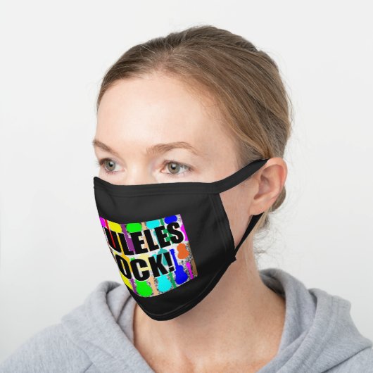 Popular Ukulele Black Cotton Face Mask (Angled)