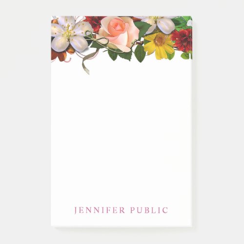 Popular Watercolor Floral Template Roses Flowers Post_it Notes