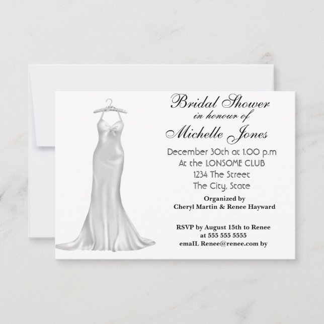 Popular White Bridal Shower White Invitation (Front)