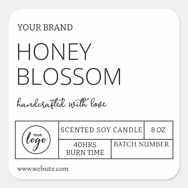Popular White Candle Labels (Front)