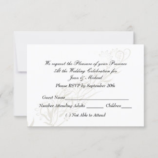 Popular White Wedding RSVP Card
