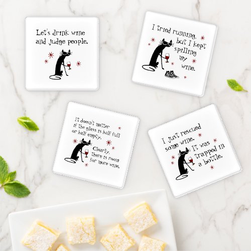 Popular Wine Quotes Cabernet Cat Coaster Set