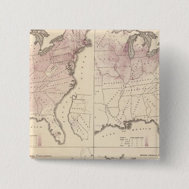 Population and Density - United States Census 1870 Pinback Button (Front)