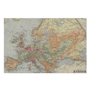 Population Density   European Map Faux Canvas Print