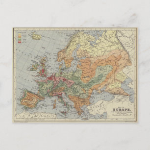 Population Density European Map Postcard