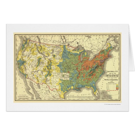 Population Density USA Map 1890 Cards (Front Horizontal)