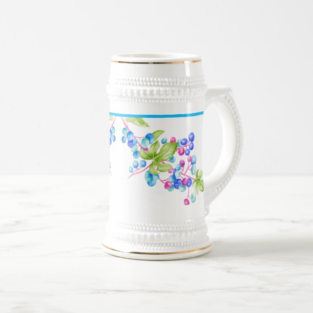 Porcelain Berries on a Stein (Front Right)