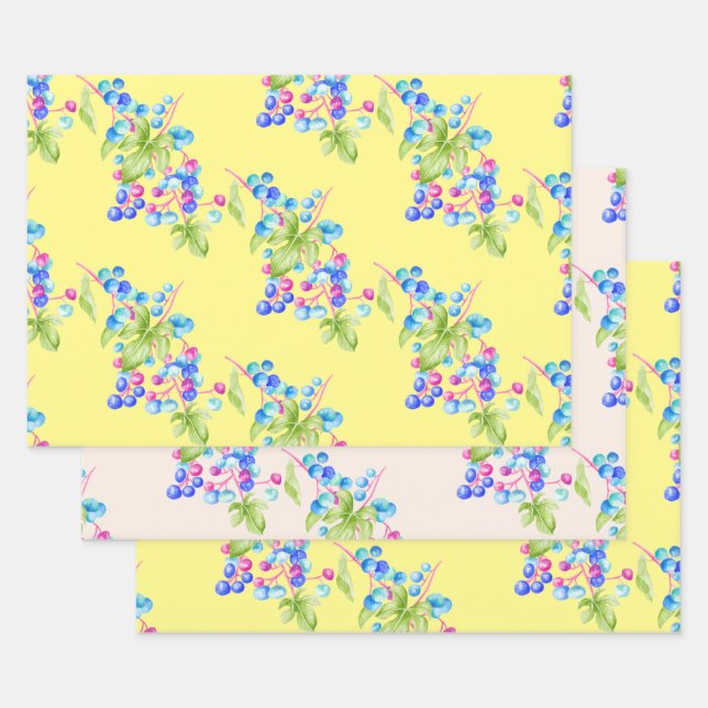 Porcelain Berries on a Wrapping Paper Sheet Set (Set)