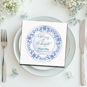 Porcelain Blue Floral Funeral Napkins