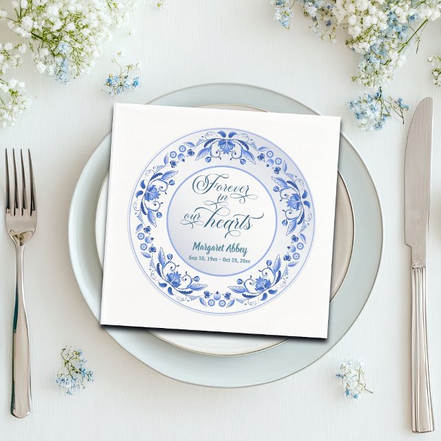 Porcelain Blue Floral Funeral Napkins (Creator Uploaded)