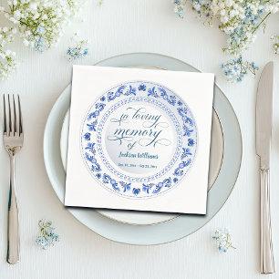 Porcelain Blue Floral Funeral Napkins