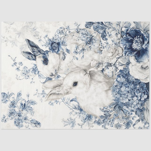 Porcelain Bunny Pair Tissue Paper (Front)