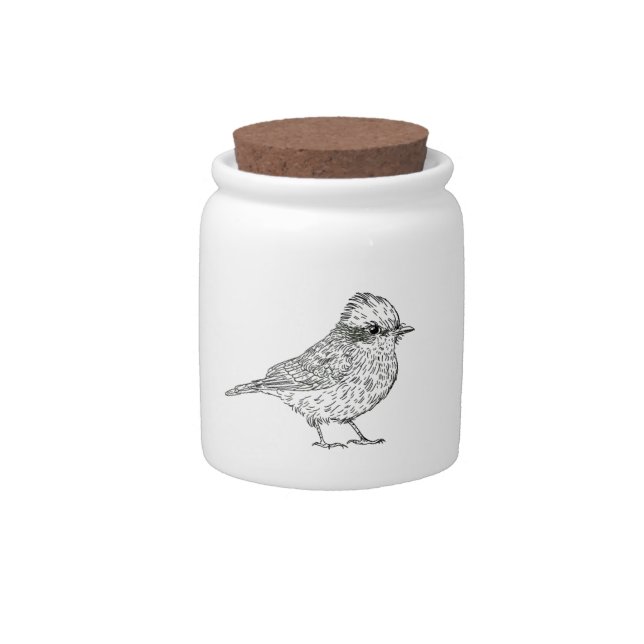 Porcelain Candy Jar with the Vermillion Flycatcher (Front)