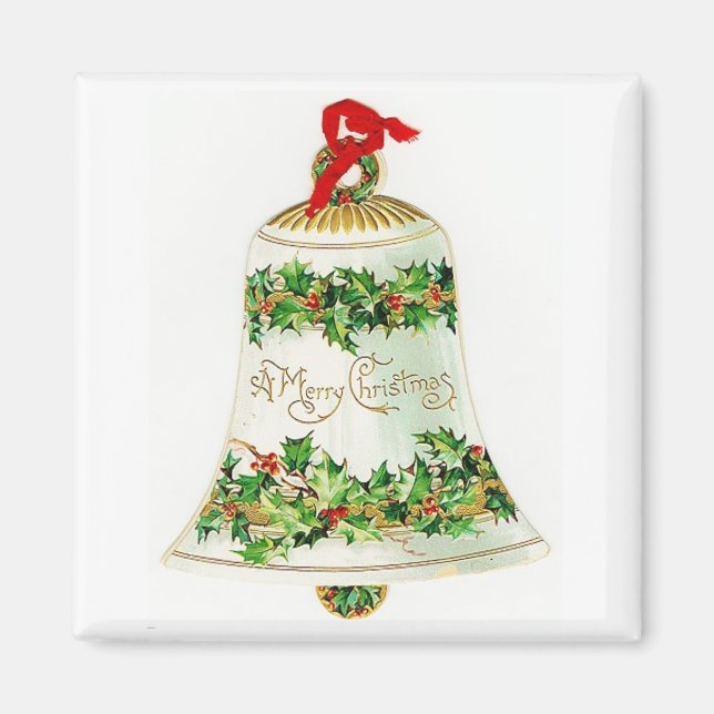 Porcelain Christmas Bell Vintage Magnet (Front)