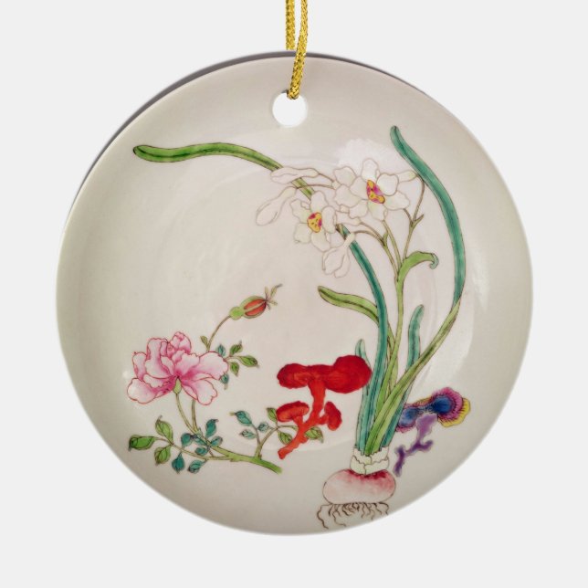 Porcelain dish, famille rose decoration, Yung Chen Ceramic Ornament (Front)