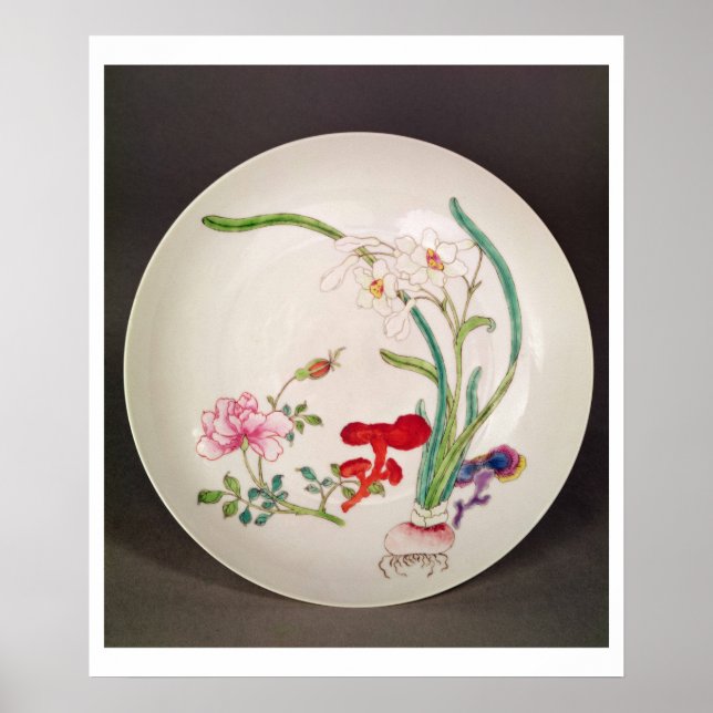 Porcelain dish, famille rose decoration, Yung Chen Poster (Front)